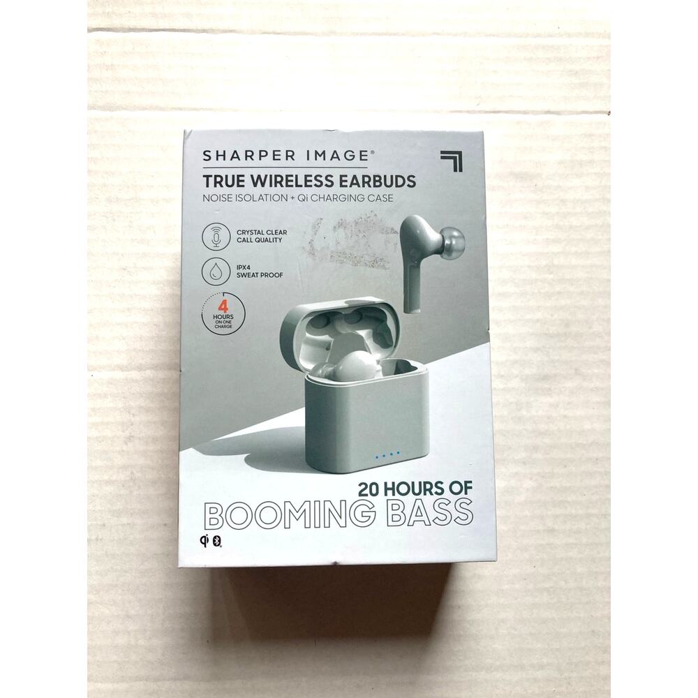 Sharper Image True Wireless Earbuds New - Noise Cancellation & Qi Charging Case